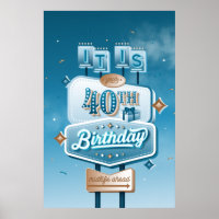 Poster de aniversário de 40 anos feliz (24 x 36)