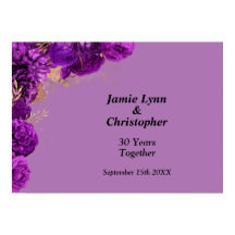 Poster de Aniversário de Casamento Floral Purple P