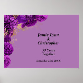 Poster de Aniversário de Casamento Floral Purple P