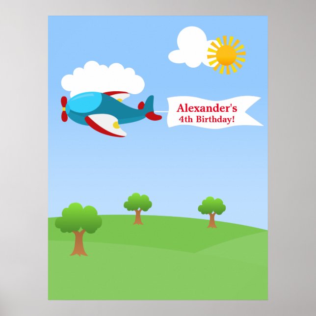Poster de Aniversário do Banner de Avião (Frente)