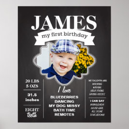 Poster de Aniversário do Chalkboard com Foto