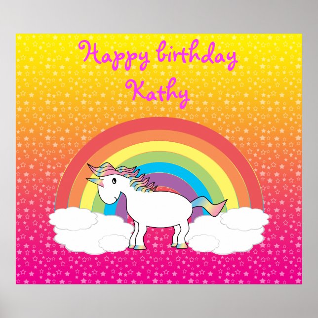 Poster de aniversário do Unicorn (Frente)