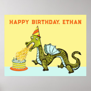 Poster de aniversário personalizado do dragão