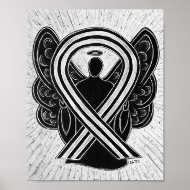 Poster de anjo da Fita de Consciência Preta e Bran (Frente)