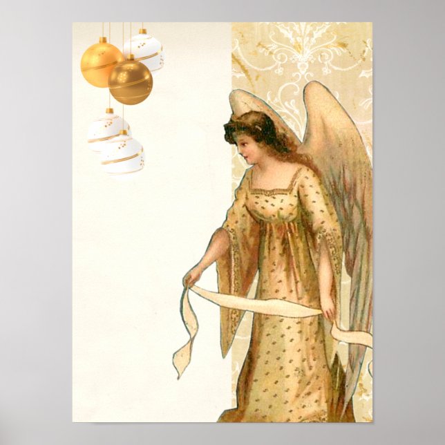 Poster de Anjo de Natal e Ornamentos (Frente)