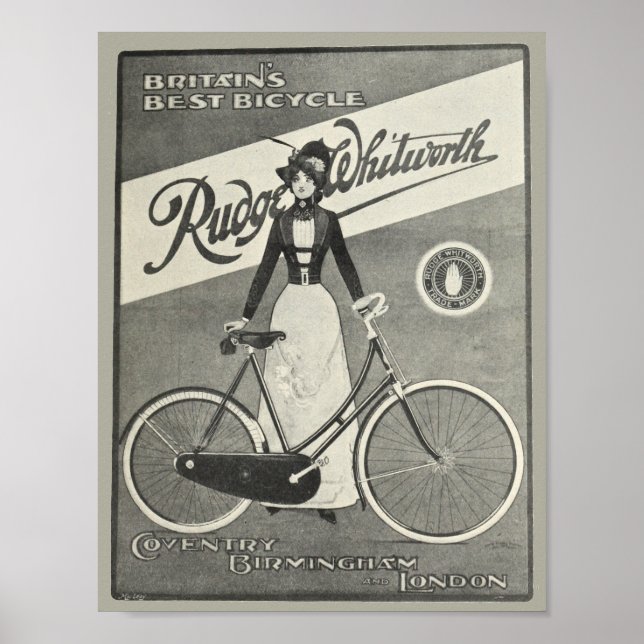 poster de Anúncio da Bicicleta de 1900, Rudge Whit (Frente)