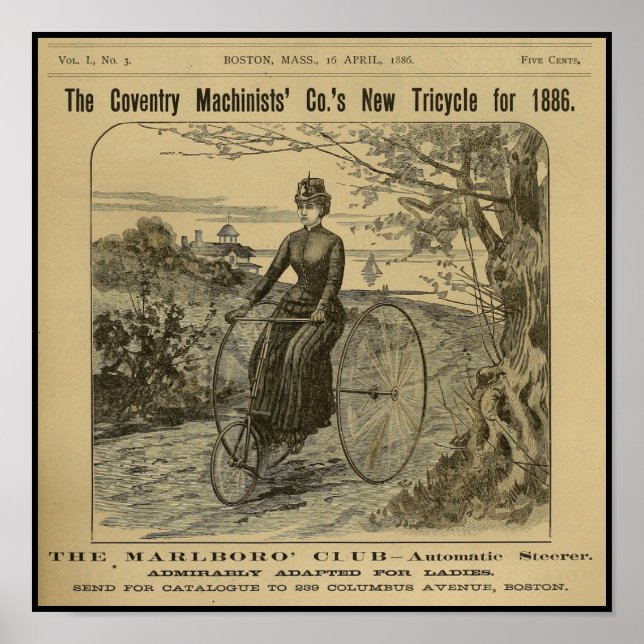 poster de Anúncio da Revista Bicicleta de 1886 (Frente)