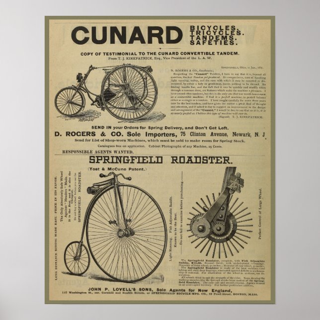 poster de Anúncio da Revista Bicicleta de 1887 (Frente)