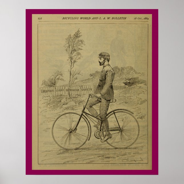 poster de Anúncio da Revista Bicicleta de 1889 (Frente)
