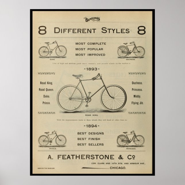 poster de Anúncio da Revista Bicicleta de 1893 (Frente)