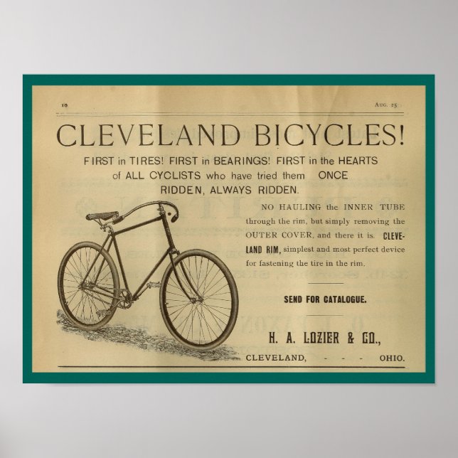 poster de Anúncio da Revista Bicicleta de 1893 (Frente)