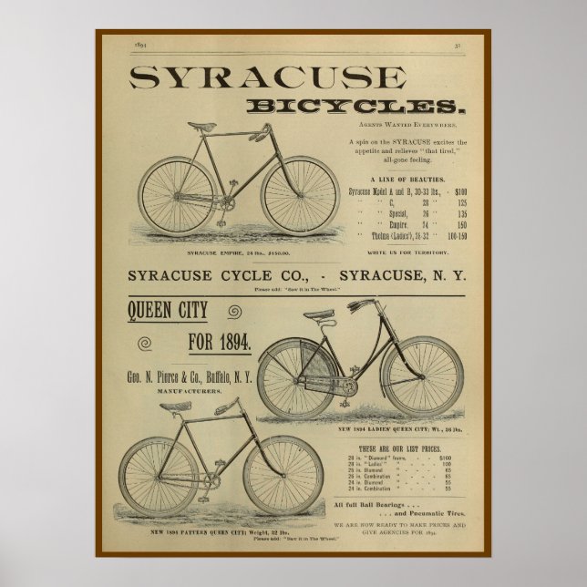 poster de Anúncio da Revista Bicicleta de 1893 (Frente)