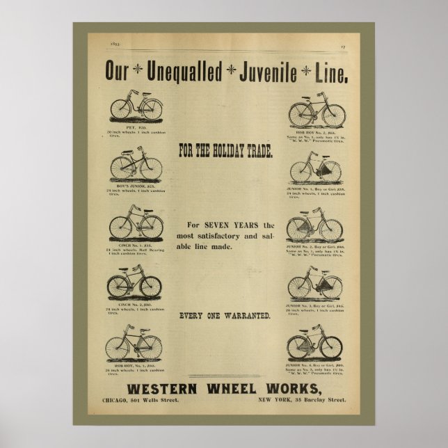 poster de Anúncio da Revista Bicicleta de 1893 (Frente)