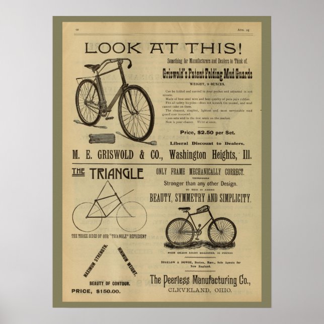 poster de Anúncio da Revista Bicicleta de 1893 (Frente)