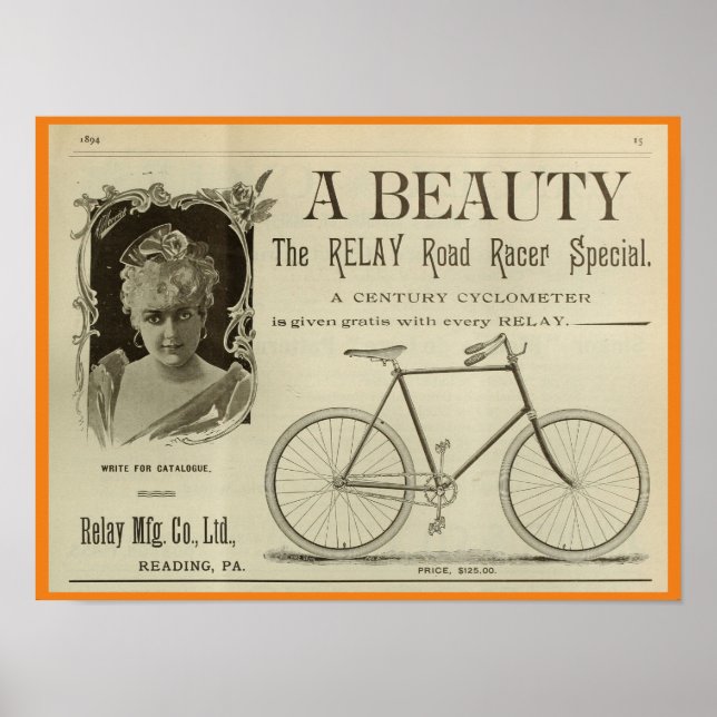 poster de Anúncio da Revista de Bicicleta de 1893 (Frente)