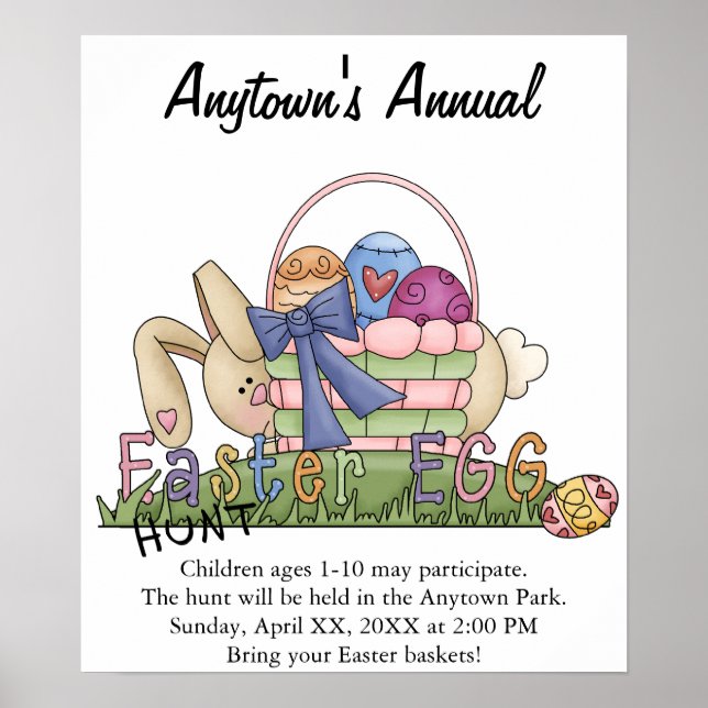 Poster de Anúncio de Caça de Ovo em Páscoa (Frente)