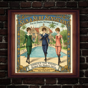 poster de Anúncio de Swimwear vitoriano dos anos 1