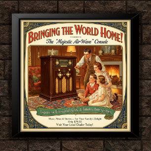 poster de anúncio do Console de rádio Vintage dos 