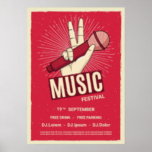 Poster de anúncio do evento de música retrô