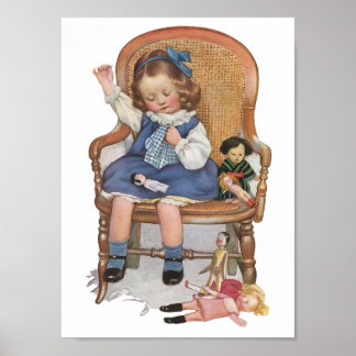 Poster de Anúncios Vintage de Menina e Bonecas