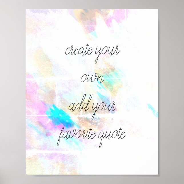 poster de aquarela crie sua própria arte de aspas (Frente)