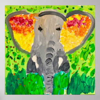 Poster de aquarela de elefante africano