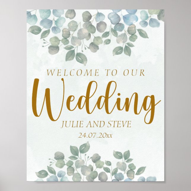 Poster de aquarela de eucalipto verde-sábado (Frente)