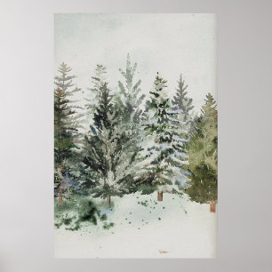 Poster de Aquarela de Natal Pine Trees