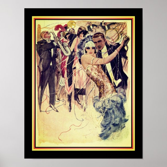 poster de Art Deco Jazz/Dançarinos de 1920 (Frente)