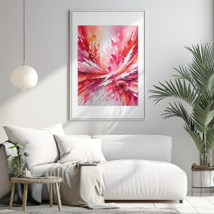 Poster de Arte Abstrata em Acrílico Fantasia Rosa