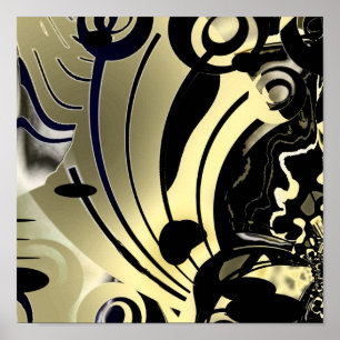 Pôster de Arte Abstrata Noite Dourada