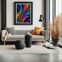 Poster de Arte Abstrata Rosa com Brilho
