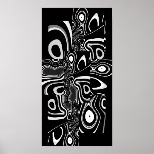 Pôster de Arte Abstrata Ultra Moderno Preto Branco