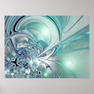 Pôster de Arte Abstrata Vidro Azul de Duas Tonelad