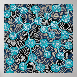 Poster de Arte Abstrato Moderno Blue Lifelines