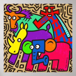 Poster de Arte Africano da Vida Selvagem
