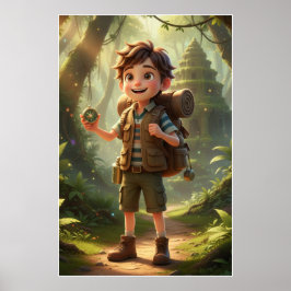 Pôster de Arte Aventura na Selva Pequeno Explorado