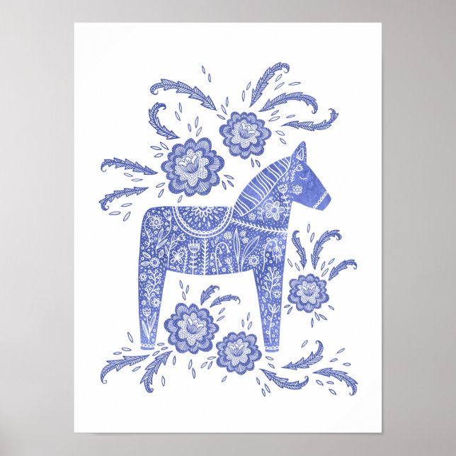 Poster de Arte Azul Dala Horse (Frente)