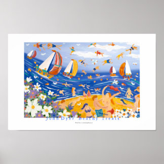 Poster de Arte: Beachy Treats. Nadadores e navegaç