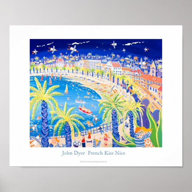 Poster de Arte: Beijo Francês, Nice. Por John Dyer (Frente)