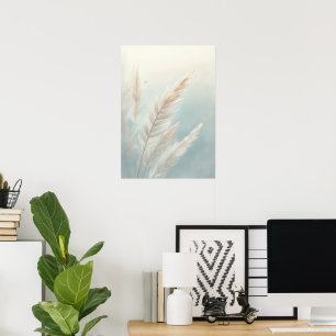 Pôster de Arte Botânica de Grama das Pampas Azul