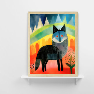 Poster de Arte Colorida Wolf Nursery