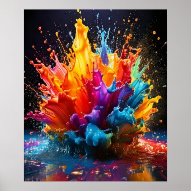 Pôster de Arte com Explosão de Tinta Viva Respinga (Frente)