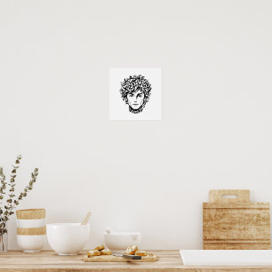 Pôster de arte com letras abstratas no estilo de v