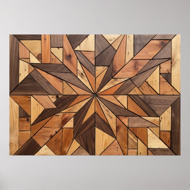 Poster de Arte com Padrão de Estrela Geométrica em (Frente)