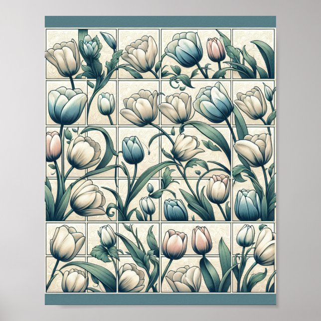 Pôster de Arte com Padrão de Tulipa (Frente)