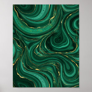 Poster de Arte com Redemoinho de Malaquita Verde e