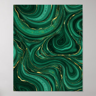 Poster de Arte com Redemoinho de Malaquita Verde e