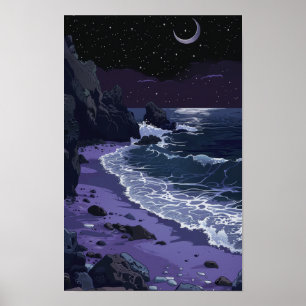 Poster de Arte Costeira de Praia de Areia Roxa