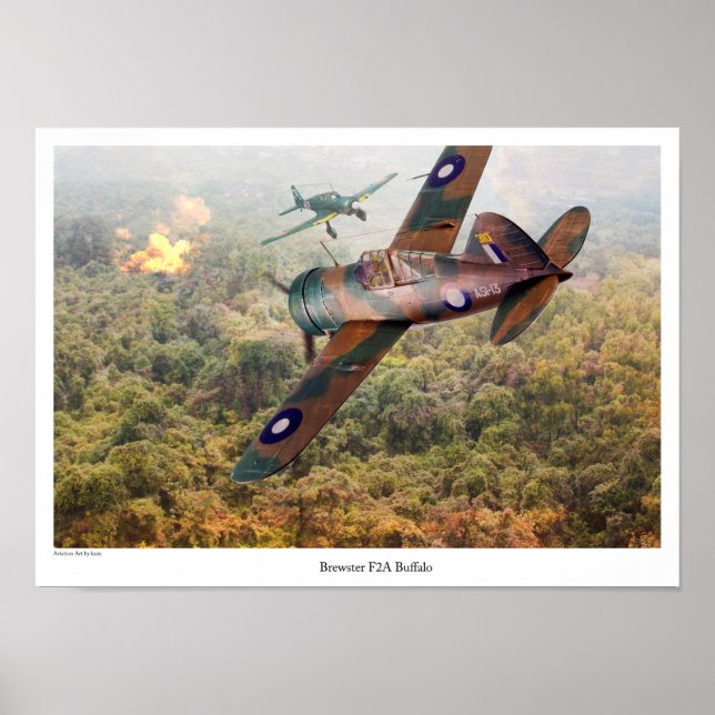 Poster de Arte da Aviação "Brewster F2A Buffalo" (Frente)